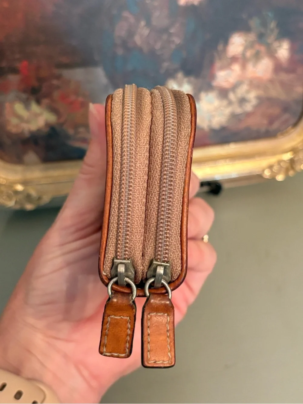 Rare Vintage Christian Dior Trotter Monogram Zip-Around Coin Purse/Key Pouch